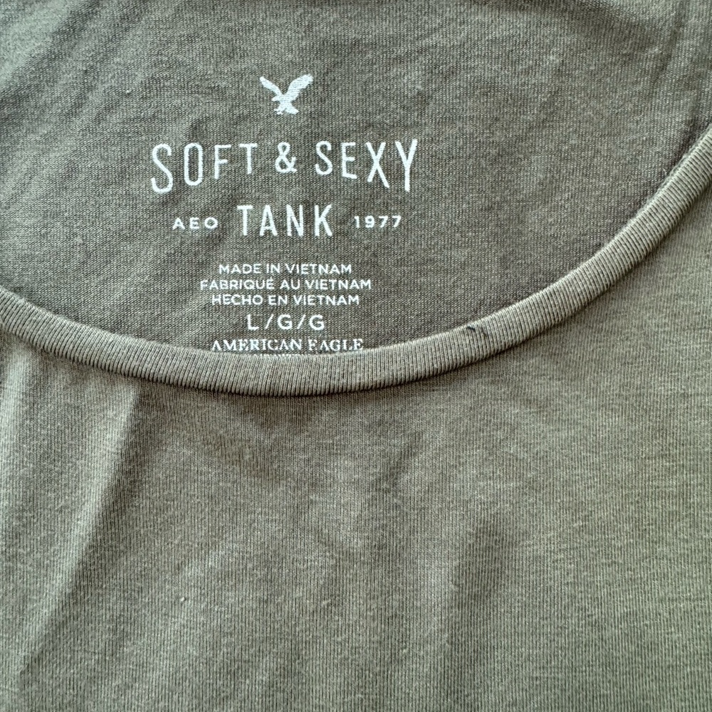 American Eagle Outfitters Olive Fringe Tank Top - Picture 3 of 4
